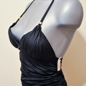 ViCTORIAS SECRET BLACK TANKINI GOLD HARDWARE SMALL